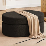 Oval Sherpa Footstool Medium Sponge Storage Ottomans Image - 7