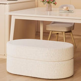 Oval Sherpa Footstool Medium Sponge Storage Ottomans Image - 8