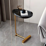 Oval Wood Metal Natural Versatile C-Shaped End Table Image - 6