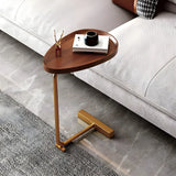 Oval Wood Metal Natural Versatile C-Shaped End Table Image - 7