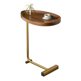 Oval Wood Metal Natural Versatile C-Shaped End Table Image - 9