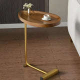 Oval Wood Tray Top Iron Multifunctional C-Shaped End Table Image - 17