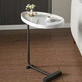 Oval Wood Tray Top Iron Multifunctional C-Shaped End Table Image - 6