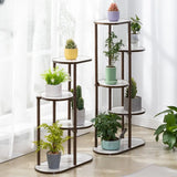 Oval Wooden Indoor Multi-Tier Tan Storage Plant Stand Image - 1