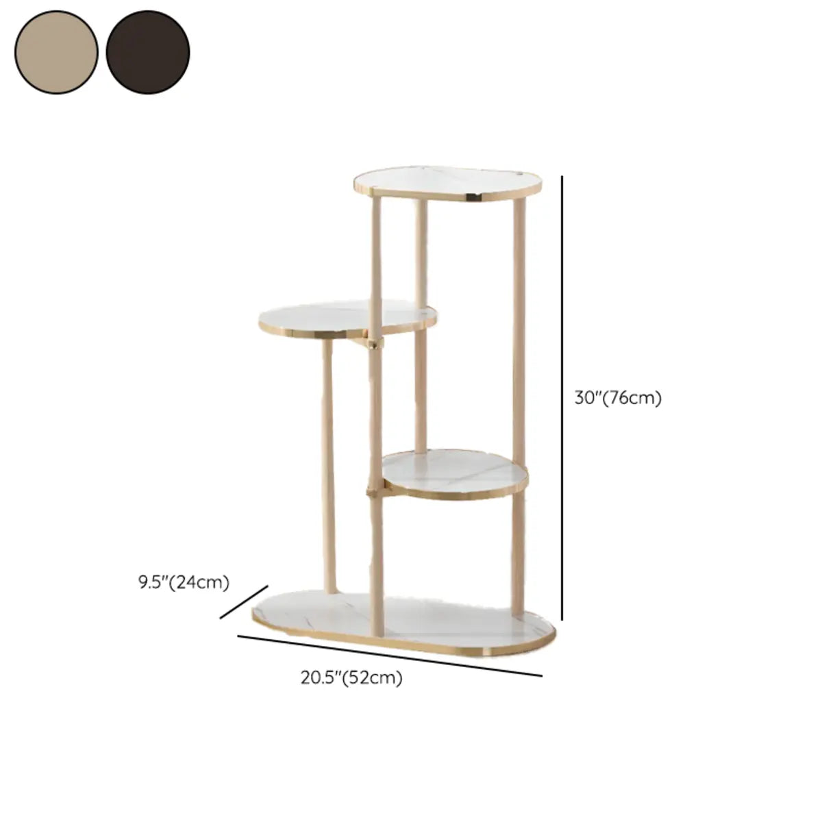 Oval Wooden Indoor Multi-Tier Tan Storage Plant Stand 