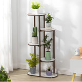 Oval Wooden Indoor Multi-Tier Tan Storage Plant Stand Image - 9