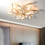 Oversized Natural Wood Leaf-Shaped LED Flush Mount Lamp Image - 14