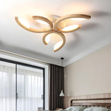 Oversized Natural Wood Leaf-Shaped LED Flush Mount Lamp Image - 2