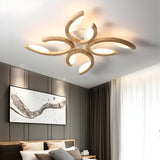 Oversized Natural Wood Leaf-Shaped LED Flush Mount Lamp Image - 3