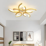 Oversized Natural Wood Leaf-Shaped LED Flush Mount Lamp Image - 4