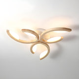 Oversized Natural Wood Leaf-Shaped LED Flush Mount Lamp Image - 7