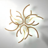 Oversized Natural Wood Leaf-Shaped LED Flush Mount Lamp Image - 9