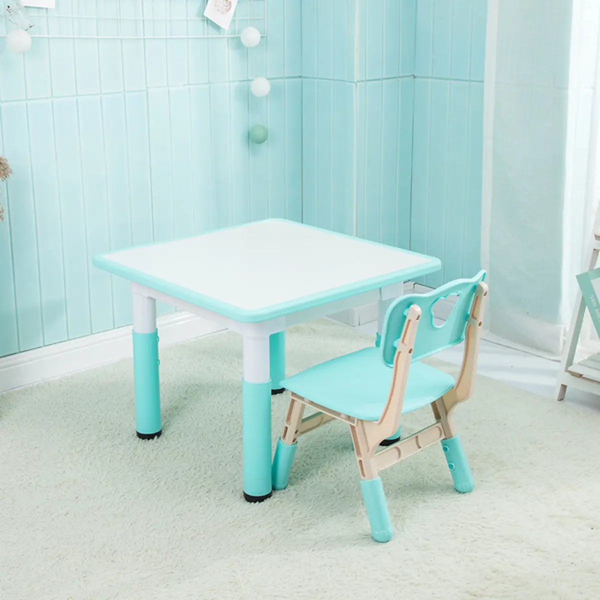 Paintable Square Adjustable Toddler Table Chair Set Image - 3