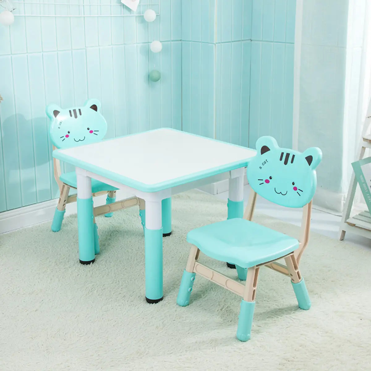 Paintable Square Adjustable Toddler Table Chair Set Image - 5