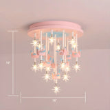 Paper Crane Star Pink Metal Small Kids Room Chandelier #size