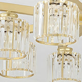 Parlor Crystal Cylinder Semi-Flush Mount Light 8-Light Image - 19