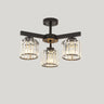 Parlor Crystal Cylinder Semi-Flush Mount Light 8-Light Image - 2