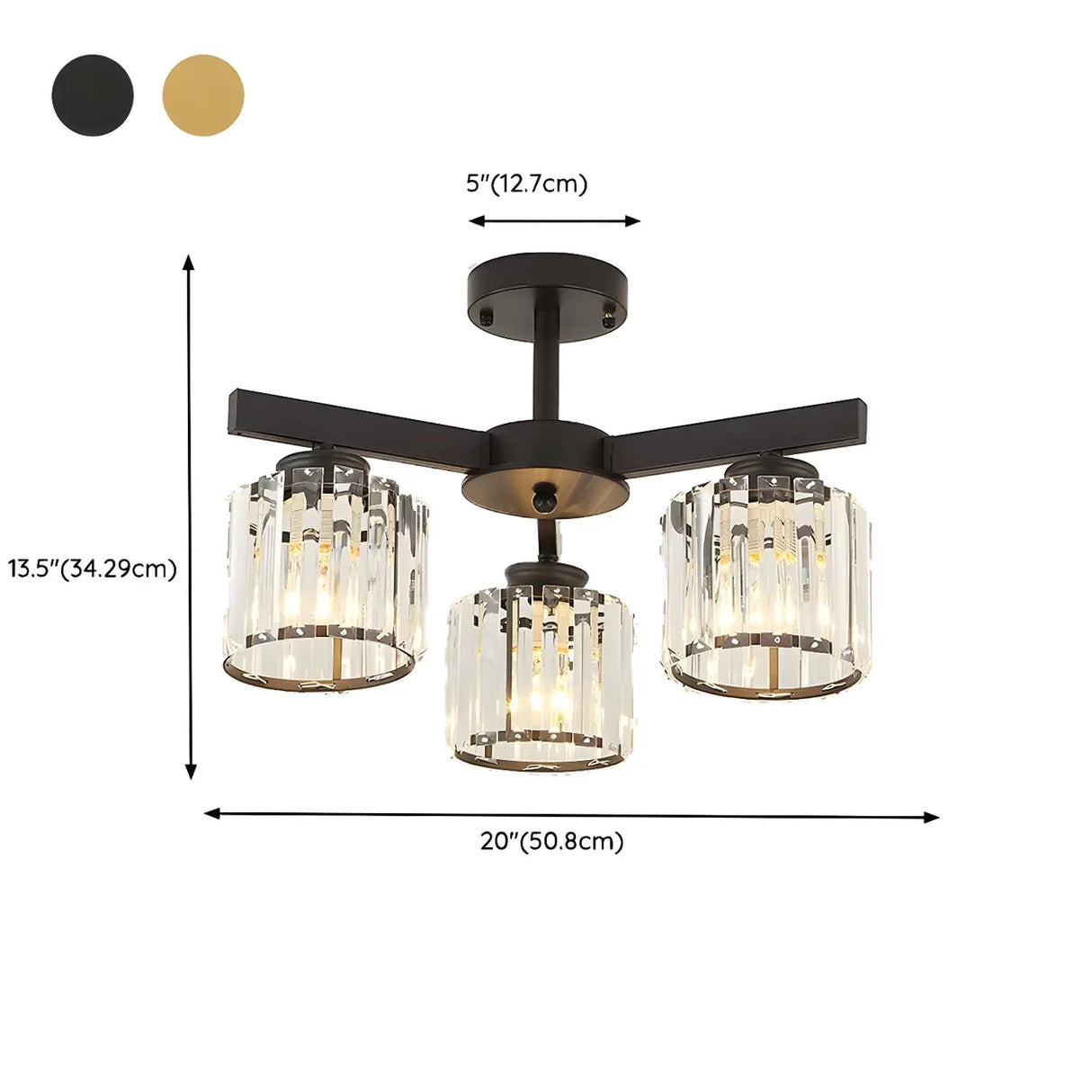 Parlor Crystal Cylinder Semi-Flush Mount Light 8-Light 