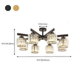 Parlor Crystal Cylinder Semi-Flush Mount Light 8-Light Image - 31