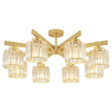 Parlor Crystal Cylinder Semi-Flush Mount Light 8-Light Image - 6