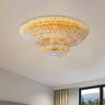 Parlor Golden Tiered Crystal Small Flush Mount Light Image - 1