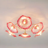 Parlor Large Red Floral Glass Semi-Flush Mount Light Image - 7