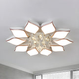 Parlor Large Rose Gold Flower Crystal Flush Mount Light Image - 11