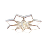 Parlor Large Rose Gold Flower Crystal Flush Mount Light Image - 2