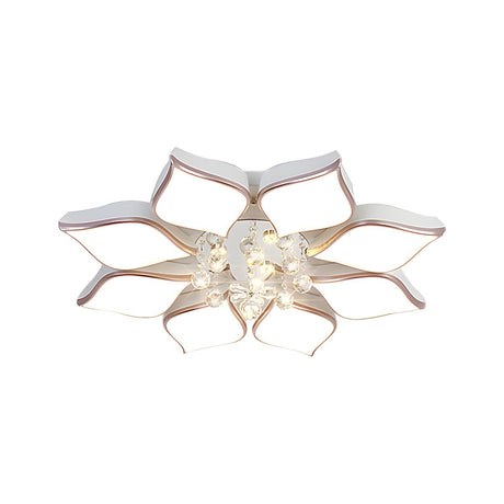 Parlor Large Rose Gold Flower Crystal Flush Mount Light Image - 2