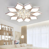 Parlor Large Rose Gold Flower Crystal Flush Mount Light Image - 6