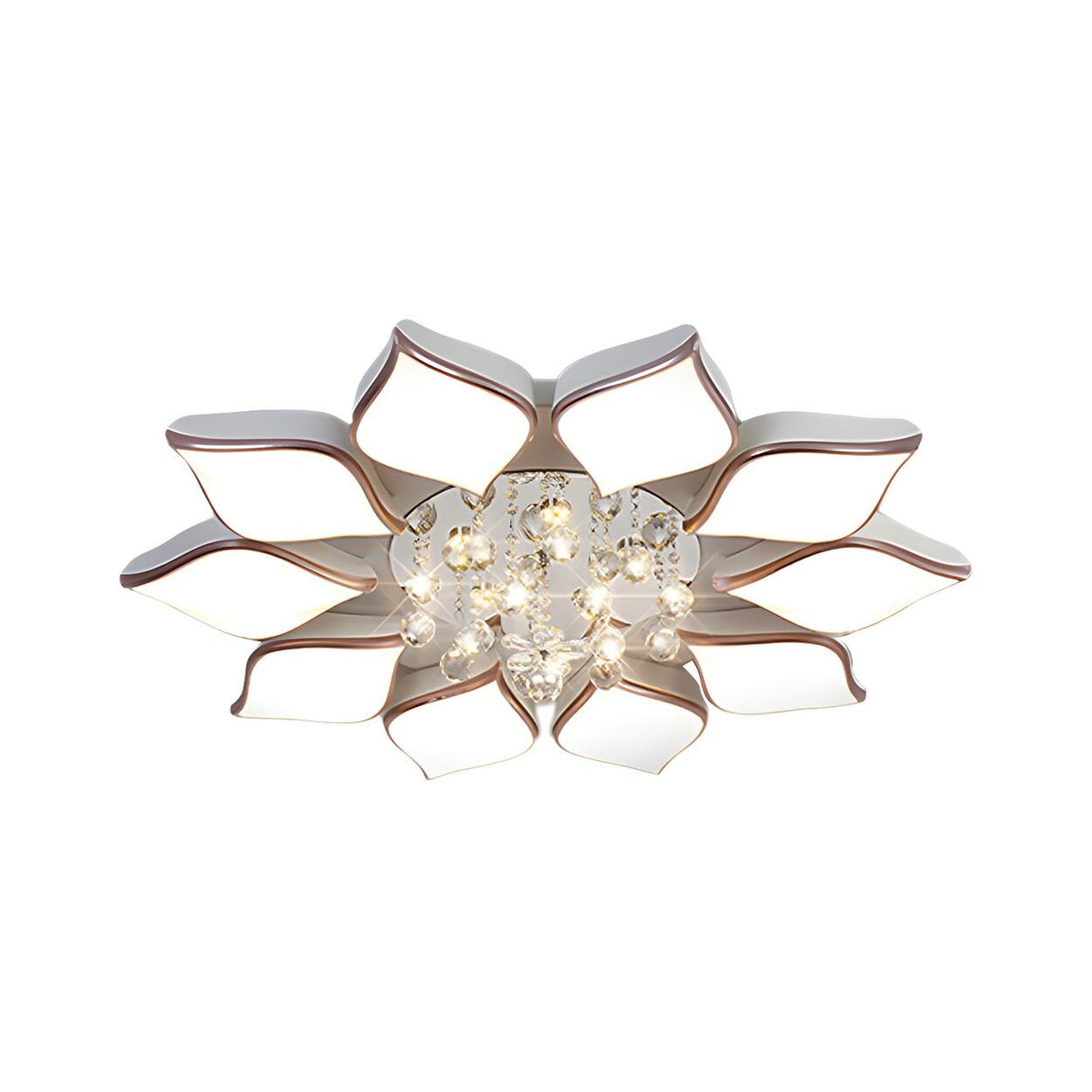 Parlor Large Rose Gold Flower Crystal Flush Mount Light Image - 7