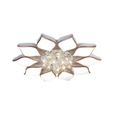 Parlor Large Rose Gold Flower Crystal Flush Mount Light Image - 7