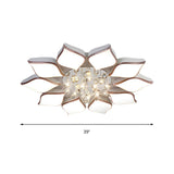 Parlor Large Rose Gold Flower Crystal Flush Mount Light Image - 8