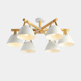 Parlor Nordic Wood Cone Semi-Flush Mount Light 8-Light Image - 13