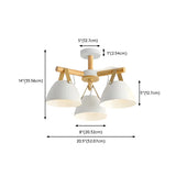 Parlor Nordic Wood Cone Semi-Flush Mount Light 8-Light #size