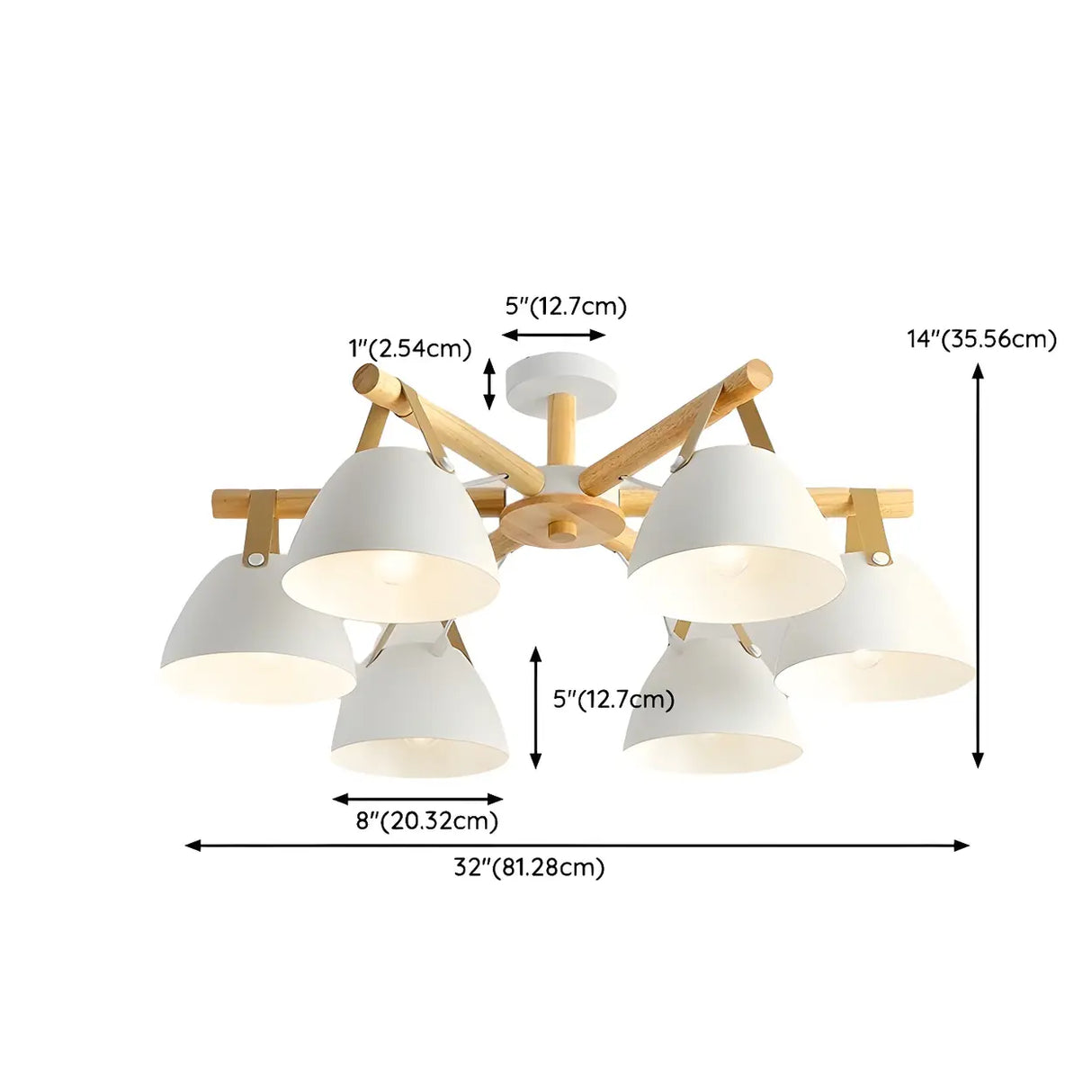 Parlor Nordic Wood Cone Semi-Flush Mount Light 8-Light Image - 19