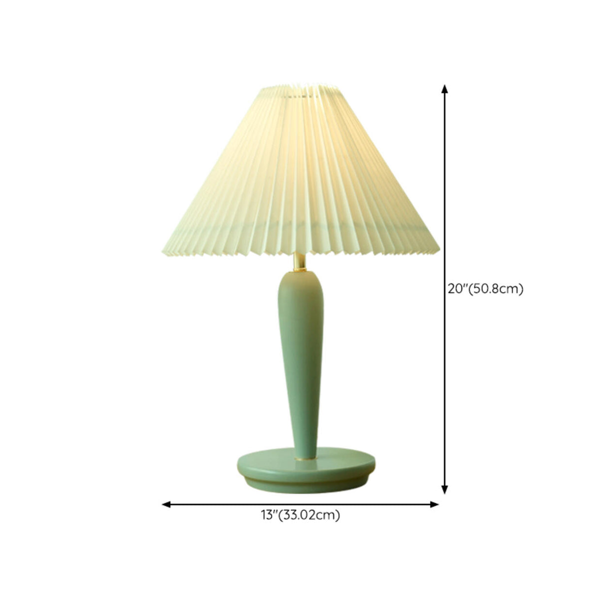 Pastoral Style Elegant Pleated Lampshade Green Table Lamp 