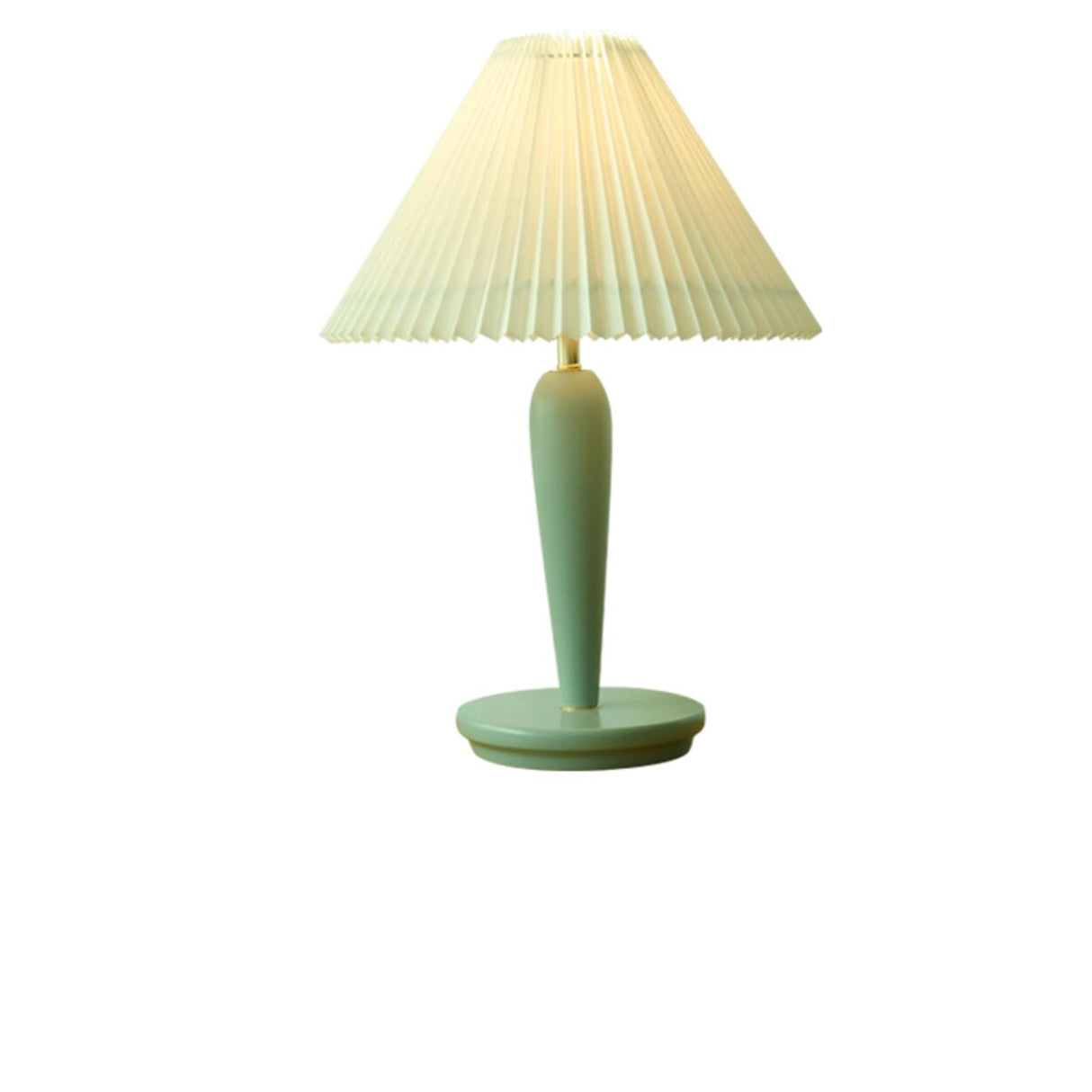 Pastoral Style Elegant Pleated Lampshade Green Table Lamp Image - 2