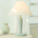 Pastoral Style Elegant Pleated Lampshade Green Table Lamp Image - 6