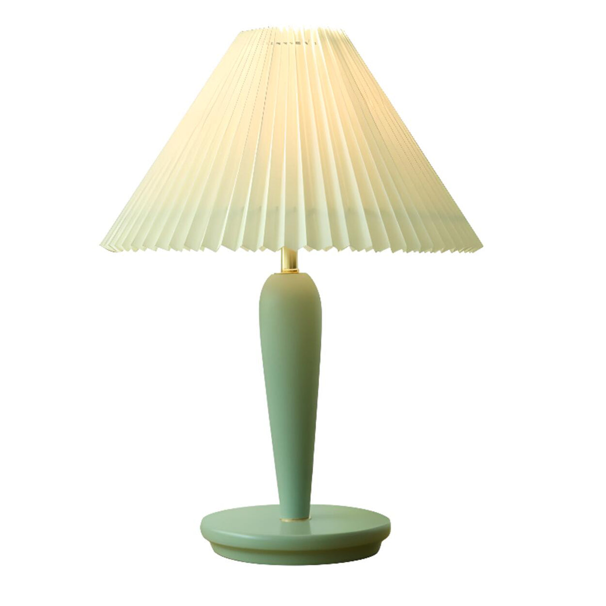 Pastoral Style Elegant Pleated Lampshade Green Table Lamp Image - 8