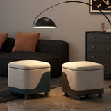 Patchwork Cube Faux Leather Seat Foam Storage Stool Image - 1