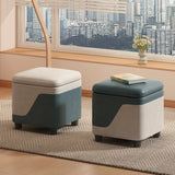 Patchwork Cube Faux Leather Seat Foam Storage Stool Image - 2