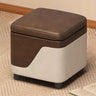 Patchwork Cube Faux Leather Seat Foam Storage Stool Image - 3