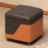 Patchwork Cube Faux Leather Seat Foam Storage Stool Image - 4