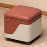 Patchwork Cube Faux Leather Seat Foam Storage Stool Image - 11