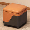 Patchwork Cube Faux Leather Seat Foam Storage Stool Image - 13