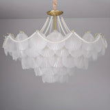 Pearl Shell Tiered Frosted Glass Living Room Chandelier Image - 14