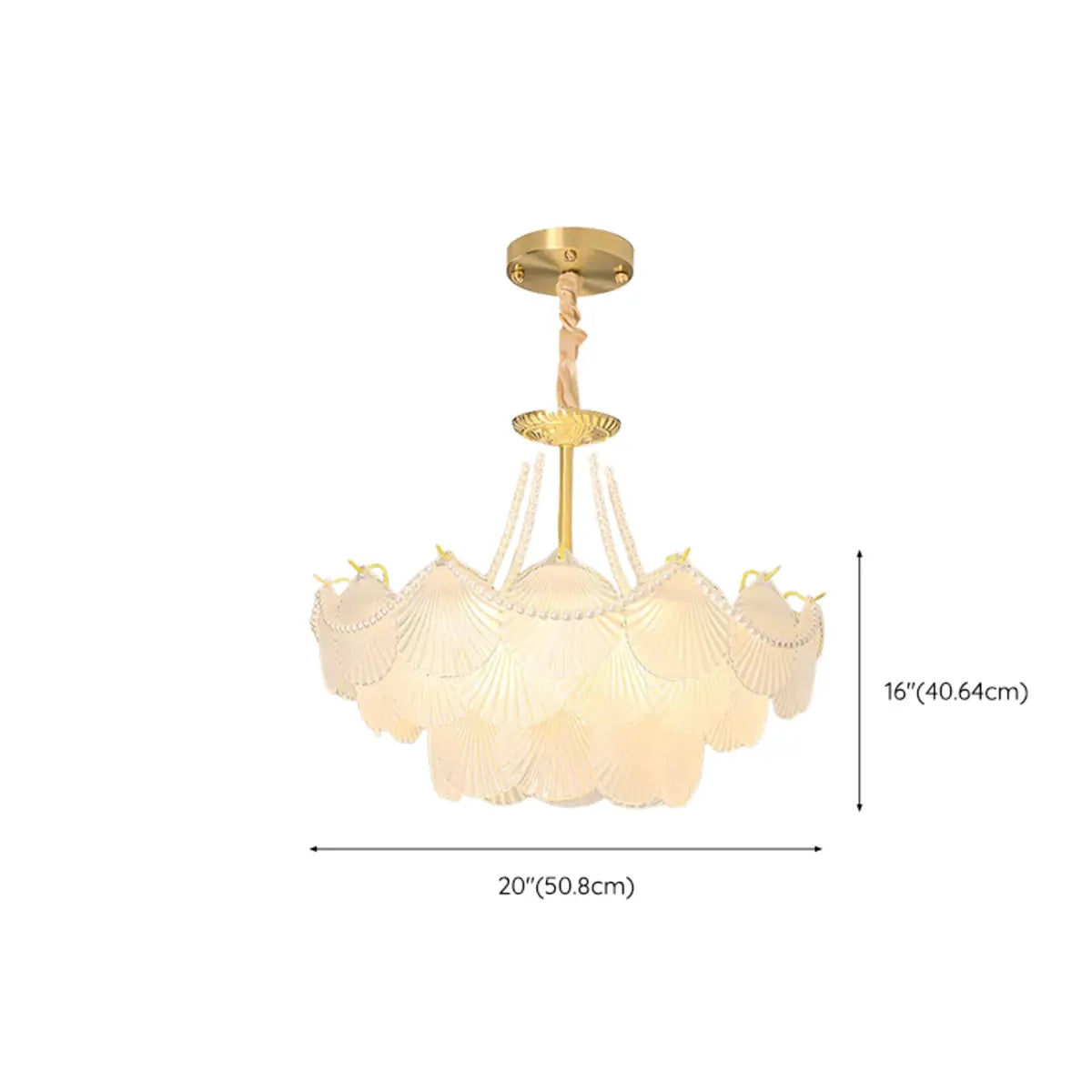 Pearl Shell Tiered Frosted Glass Living Room Chandelier 