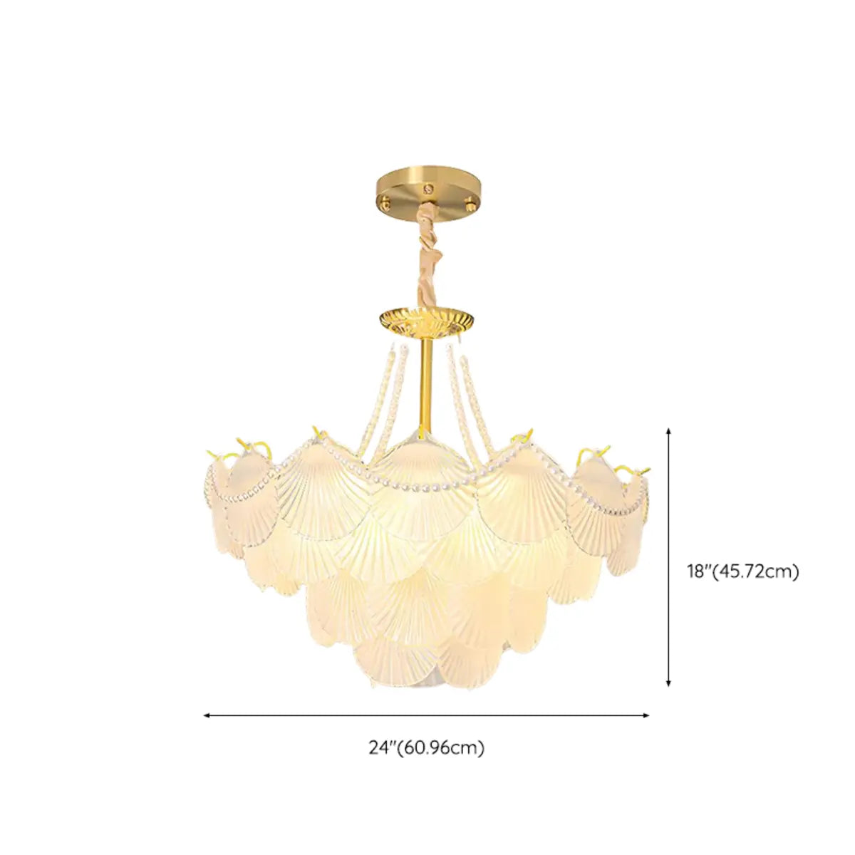 Pearl Shell Tiered Frosted Glass Living Room Chandelier Image - 22