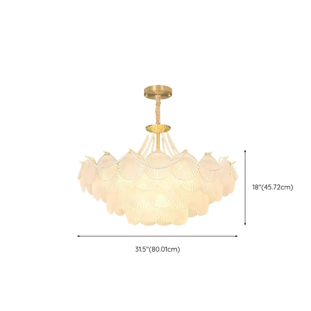 Pearl Shell Tiered Frosted Glass Living Room Chandelier Image - 23